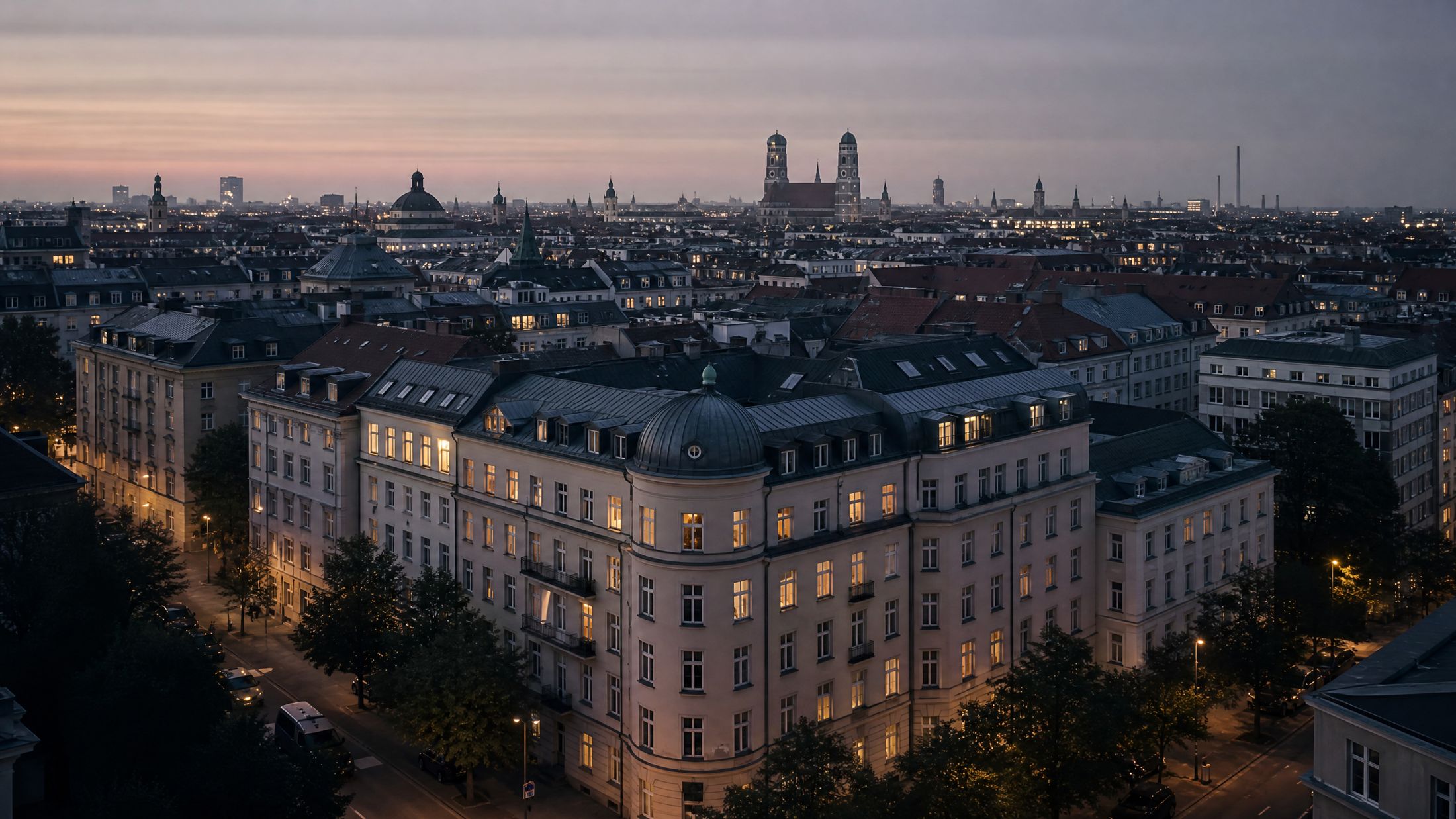 München bei Dämmerung – Einsatzgebiet der 2BSY GmbH